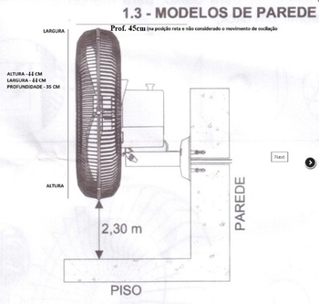 Ventilador de Parede 040cm Loren Sid Turbo 220v 135w Preto - Helice 3Pas - Grades Metal Pretas - Chave Controle de Velocidade