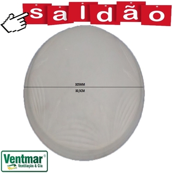 Globo Cupula Vidro Ventilador Arge Requinte RENO - Vidro Fosco 305,0mm com Detalhes Decorativos - Diametro de Encaixe 30,5cm