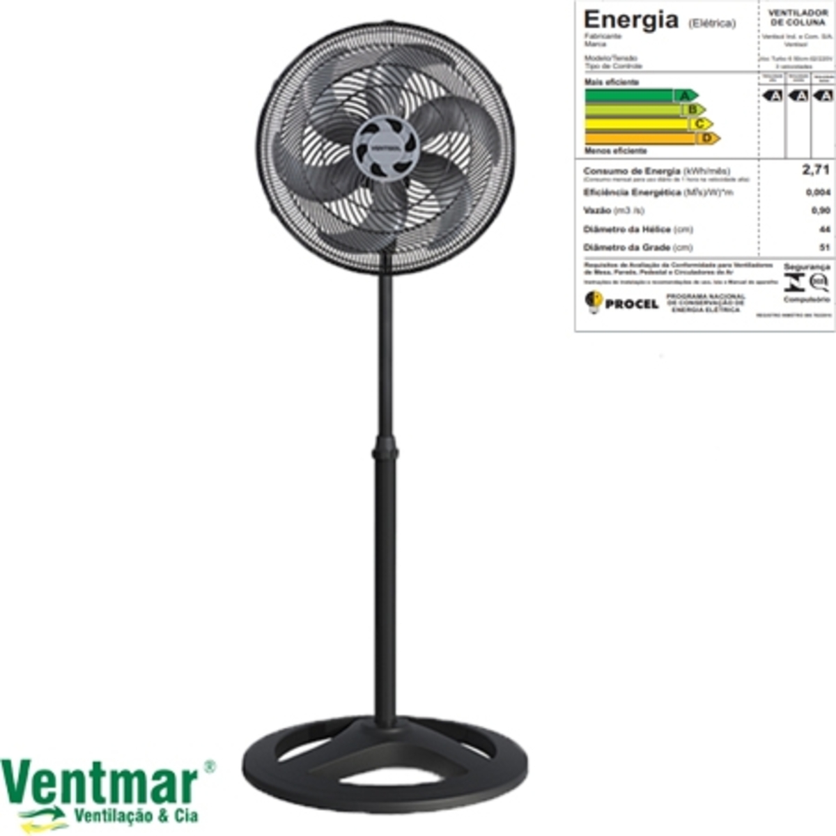 Ventilador de Coluna 50cm Ventisol Turbo 6Pás 220v Preto Premium ...
