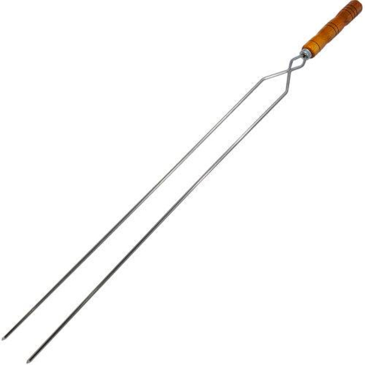 Espeto Simples 85cm Mor Churrasco Aço Cromado Cabo Madeira 