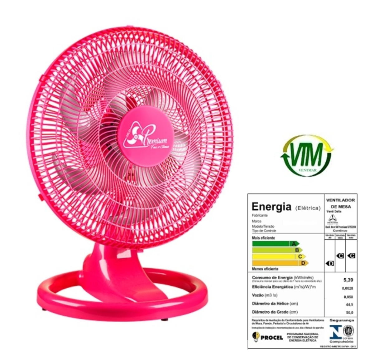 Ventilador De Mesa 50cm Venti Delta Premium Bivolts 170w Rosa Grade