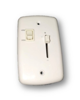 Chave para Ventilador de Parede - Chave Bivolts c/Controle de Velocidade Deslizante + Tecla Liga/Desliga - Espelho 4x2 Branco
